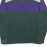 TOMMY HILFIGER Boys Green & Purple Patterned Cotton Jumper Half Zip Chunky Knit