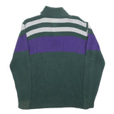 TOMMY HILFIGER Boys Green & Purple Patterned Cotton Jumper Half Zip Chunky Knit