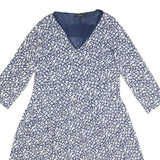 WEEKEND MAX MARA Womens Blue & White Floral Day Dress Viscose Blend 3/4 Sleeve
