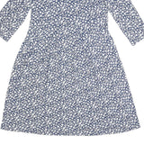WEEKEND MAX MARA Womens Blue & White Floral Day Dress Viscose Blend 3/4 Sleeve
