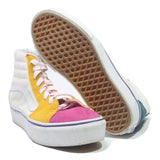 VANS Sk8-Hi Womens High Top Trainers White Yellow Pink Cotton Blend UK 5.5