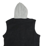 STARTER Mens Black & Grey Hooded Sleeveless Jacket XL Polyester Zip Hooded
