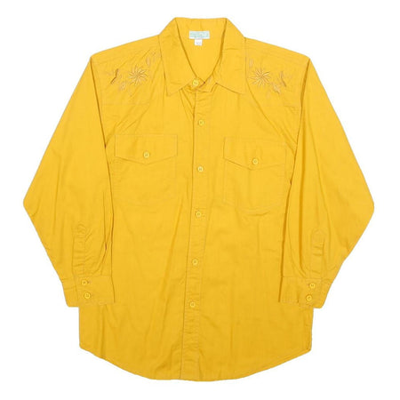 MOSKITO Boys Yellow Cotton Blend Casual Shirt L Button Front Long Sleeve