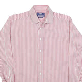 BEN SHERMAN Mens Red & White Striped Slim Fit Shirt L Formal Cotton Blend