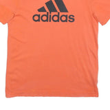 ADIDAS Boys Orange Logo Graphic T-Shirt 13-14Y Short Sleeve Crew Neck Casual