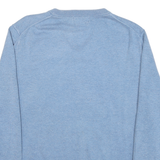 NAUTICA Mens Blue Cotton Blend Plain V-Neck Basic Knit L Jumper Light Comfort