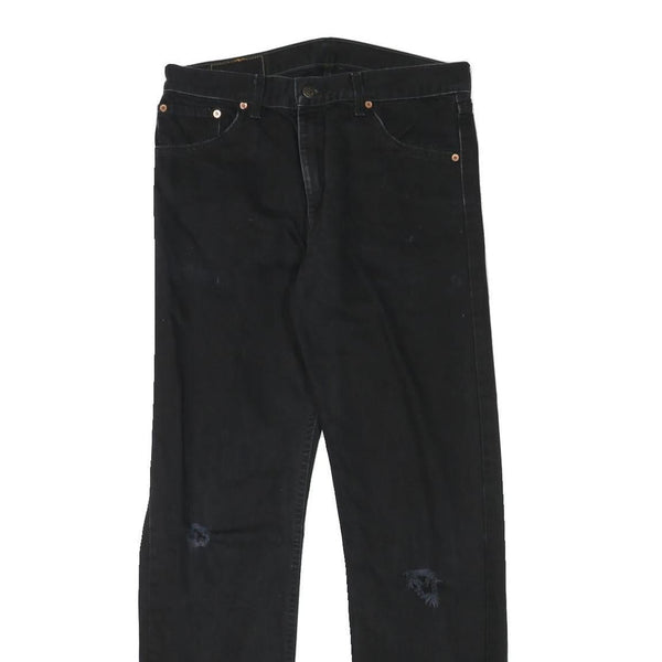 LEVI'S Mens Black Regular Fit Straight Denim Jeans W32 L32 Classic Cotton Blend