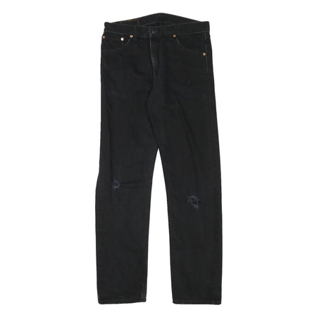 LEVI'S Mens Black Regular Fit Straight Denim Jeans W32 L32 Classic Cotton Blend