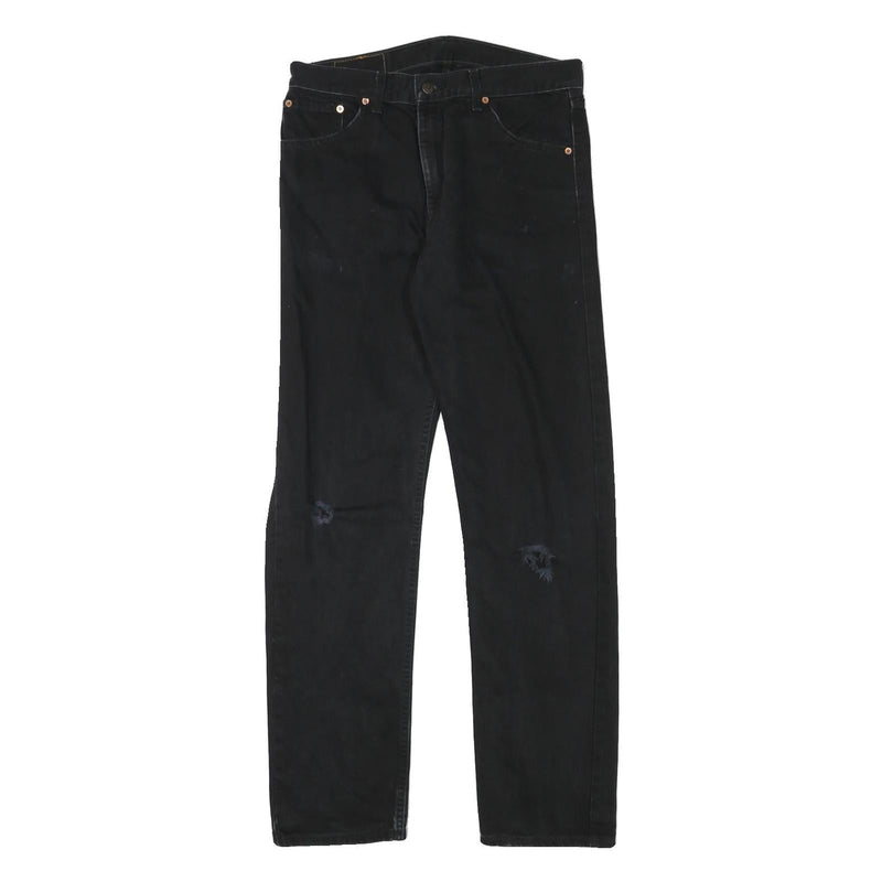 LEVI'S Mens Black Regular Fit Straight Denim Jeans W32 L32 Classic Cotton Blend