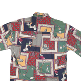 NATURAL ISSUE Mens Navy Green Red Print Cotton Blend Shirt L Golf Theme Casual