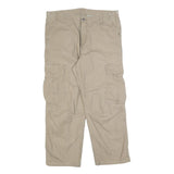 CARHARTT Mens Cotton Blend Beige Relaxed Cargo Trousers W36 L28 Workwear