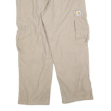 CARHARTT Mens Cotton Blend Beige Relaxed Cargo Trousers W36 L28 Workwear