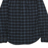 TRUE GRIT Mens Black & Blue Check Shirt M Cotton Long Sleeve Casual