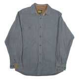 WORK N SPORT Mens Grey Cotton Blend Shirt L Button Front Long Sleeve Relaxed Fit