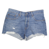 LEVI'S Womens Shorts Blue Denim Cut-Off Distressed M W30 Casual Cotton