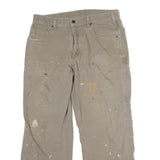 CARHARTT Mens Regular Cotton Jeans Beige W36 L30 Workwear Durable Zip Closure