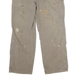 CARHARTT Mens Regular Cotton Jeans Beige W36 L30 Workwear Durable Zip Closure