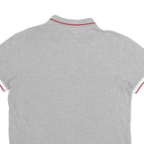 TOMMY HILFIGER Mens Grey Polo Shirt L Cotton Short Sleeve Slim Fit Classic