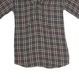 ZARA Womens Grey Red Black Checked V-Neck Short Sleeve Top XS Casual Everyday
