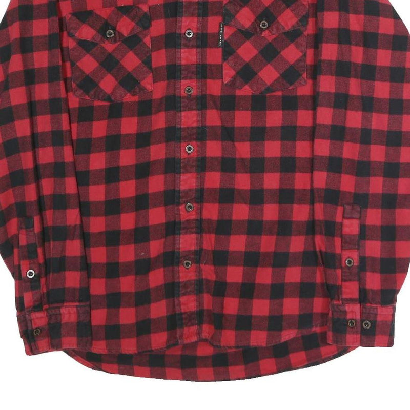 THYE VERMOUNT Mens Red & Black Check Flannel Shirt L Checked Cotton Blend Casual