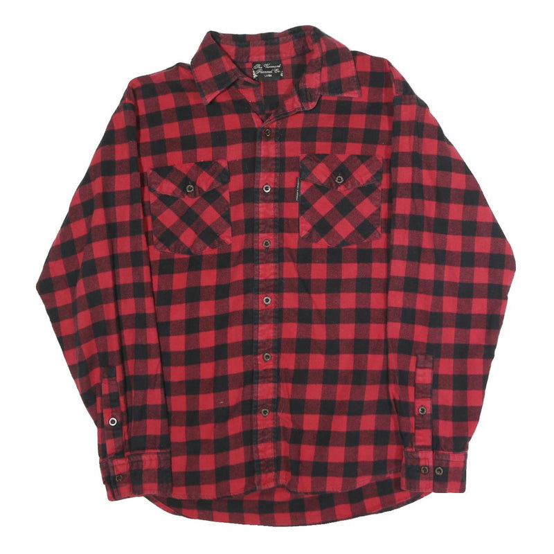 THYE VERMOUNT Mens Red & Black Check Flannel Shirt L Checked Cotton Blend Casual