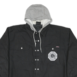 DICKIES Mens Black & Grey Hooded Zip Jacket 2XL Cotton Blend Workwear Casual