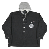 DICKIES Mens Black & Grey Hooded Zip Jacket 2XL Cotton Blend Workwear Casual