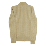 LAUREN RALPH LAUREN Womens Beige Patterned Jumper Zip Up Cable Knit S