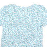 PHASE EIGHT Womens Blue & White Floral Cotton Blend Top Short Sleeve V-Neck UK