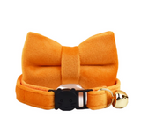 Anypet Stylish Sunset Orange Bow Cat Collar – Small Size with Safety Buckle, Bell & Durable Strap