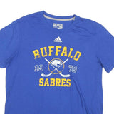 ADIDAS Mens Blue Buffalo Sabres Graphic T-Shirt L Short Sleeve Crew Neck