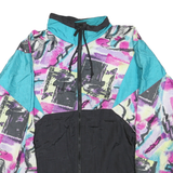 BROOKS Mens Black & Turquoise Abstract Print Jacket M Polyester Blend Zip