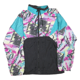 BROOKS Mens Black & Turquoise Abstract Print Jacket M Polyester Blend Zip