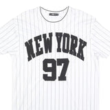 FB SISTER Mens White & Black New York 97 Graphic T-Shirt S Short Sleeve Crew