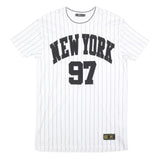 FB SISTER Mens White & Black New York 97 Graphic T-Shirt S Short Sleeve Crew