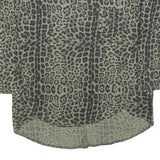 WHISTLES Womens Green & Black Printed Basic Top Long Sleeve Round Neck S Linen