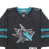 NHL Boys Black & Teal Sharks Hockey Jersey S Long Sleeve Crew Neck Official