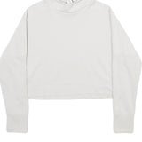 ADIDAS Womens White Pullover Hoodie XS Cropped Cotton Blend Sweatshirt