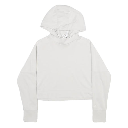 ADIDAS Womens White Pullover Hoodie XS Cropped Cotton Blend Sweatshirt