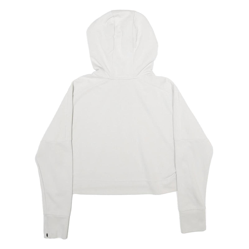 ADIDAS Womens White Pullover Hoodie XS Cropped Cotton Blend Sweatshirt