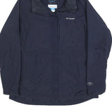 COLUMBIA Womens Navy Blue Outdoor Jacket XL Polyester Blend Zip Hooded Plain