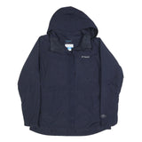 COLUMBIA Womens Navy Blue Outdoor Jacket XL Polyester Blend Zip Hooded Plain