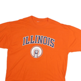 Mens Orange Cotton Graphic T-Shirt L Short Sleeve Crew Neck Illinois Logo