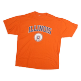 Mens Orange Cotton Graphic T-Shirt L Short Sleeve Crew Neck Illinois Logo