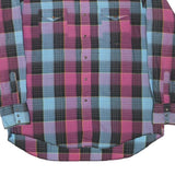 WRANGLER Mens Blue & Pink Check Shirt XL Western Cotton Blend Long Sleeve