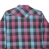 WRANGLER Mens Blue & Pink Check Shirt XL Western Cotton Blend Long Sleeve