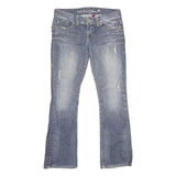 GUESS Womens Regular Blue Denim Jeans W29 L32 Embroidered Pockets Zip Closure