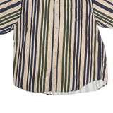 COLISEUM Mens Beige & Blue Stripe Shirt XL Button Down Pocket Cotton