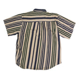 COLISEUM Mens Beige & Blue Stripe Shirt XL Button Down Pocket Cotton