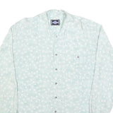 LETS GO Mens Blue & White Polka Dot Shirt L Long Sleeve Button Front Casual